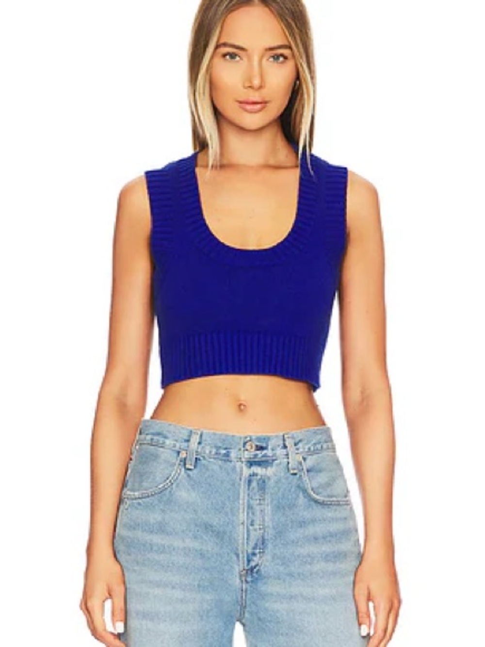 superdown Cropped Scoop Neck Tank Top - Royal Blue